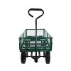 (Green solid wheels wagon cart) Solid wheels Tools cart Wagon Cart Garden cart trucks make it easier to transport firewood