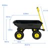 Garden Dump Cart with Steel Frame Outdoor Wagon with 10 Inch Pneumatic Tires, 55L Capacity, Black