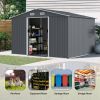 Outdoor Storage Shed 8 x 10 FT Large Metal Tool Sheds, Heavy Duty Storage House with Sliding Doors with Air Vent,Dark Grey