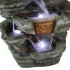 48inches Outdoor Garden Water Fountain with LED Light for Garden, Deck, Porch and Home Art Decor
