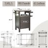 Grill Carts Outdoor with Storage and Wheels, Whole Metal Portable Table and Storage Cabinet for BBQ, Deck, Patio, Backyard(Brown)