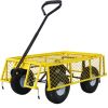 Steel Garden Cart, Steel Mesh Removable Sides, 3 cu ft, 550 lb Capacity, Yellow