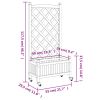 Planter with Trellis and Wheels Black Solid Wood Fir