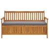 Patio Storage Bench with Cushion 58.3" Solid Acacia Wood