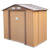 4.2' x 7' Outdoor Storage Shed, Backyard Tool House with Sliding Doors, Base, Vents, Metal Lawn Equipment