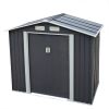 4.2' x 7' Outdoor Storage Shed, Backyard Tool House with Sliding Doors, Base, Vents, Metal Lawn Equipment