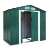 4.2' x 7' Outdoor Storage Shed, Backyard Tool House with Sliding Doors, Base, Vents, Metal Lawn Equipment