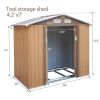 4.2' x 7' Outdoor Storage Shed, Backyard Tool House with Sliding Doors, Base, Vents, Metal Lawn Equipment