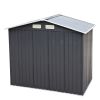 4.2' x 7' Outdoor Storage Shed, Backyard Tool House with Sliding Doors, Base, Vents, Metal Lawn Equipment