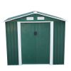 4.2' x 7' Outdoor Storage Shed, Backyard Tool House with Sliding Doors, Base, Vents, Metal Lawn Equipment