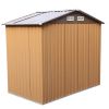 4.2' x 7' Outdoor Storage Shed, Backyard Tool House with Sliding Doors, Base, Vents, Metal Lawn Equipment