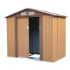 4.2' x 7' Outdoor Storage Shed, Backyard Tool House with Sliding Doors, Base, Vents, Metal Lawn Equipment