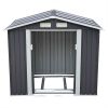 4.2' x 7' Outdoor Storage Shed, Backyard Tool House with Sliding Doors, Base, Vents, Metal Lawn Equipment