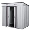 4 x 6 Ft Outdoor Metal Shed, Tool Storage House with Sliding Door and Vents, Backyard Garden Patio, Weatherproof