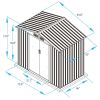 4.2' x 7' Outdoor Storage Shed, Backyard Tool House with Sliding Doors, Base, Vents, Metal Lawn Equipment