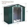 4.2' x 7' Outdoor Storage Shed, Backyard Tool House with Sliding Doors, Base, Vents, Metal Lawn Equipment