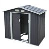 4.2' x 7' Outdoor Storage Shed, Backyard Tool House with Sliding Doors, Base, Vents, Metal Lawn Equipment