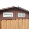 4.2' x 7' Outdoor Storage Shed, Backyard Tool House with Sliding Doors, Base, Vents, Metal Lawn Equipment